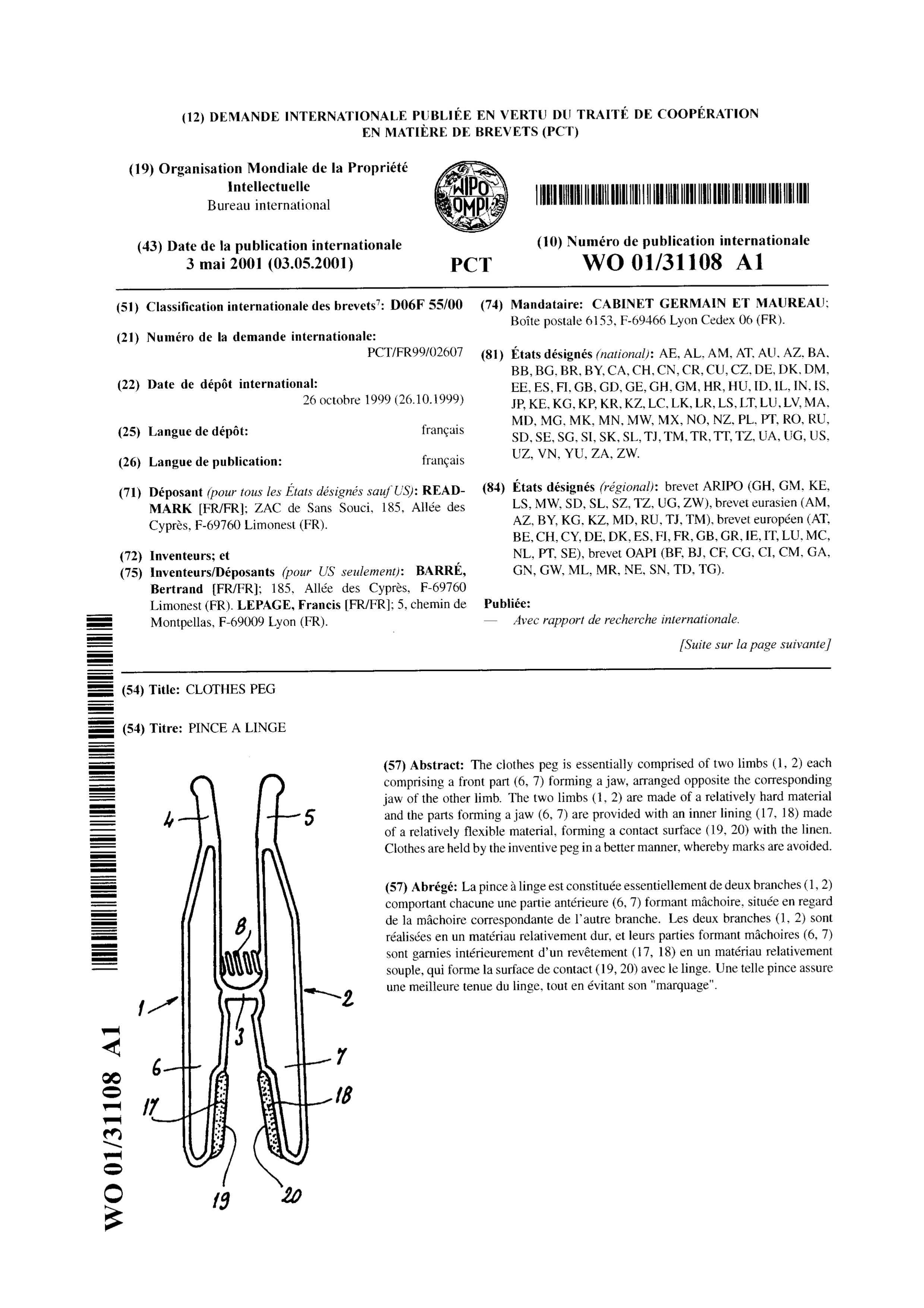 Figuur 6: Voorkant van WO 01/31108 A1
