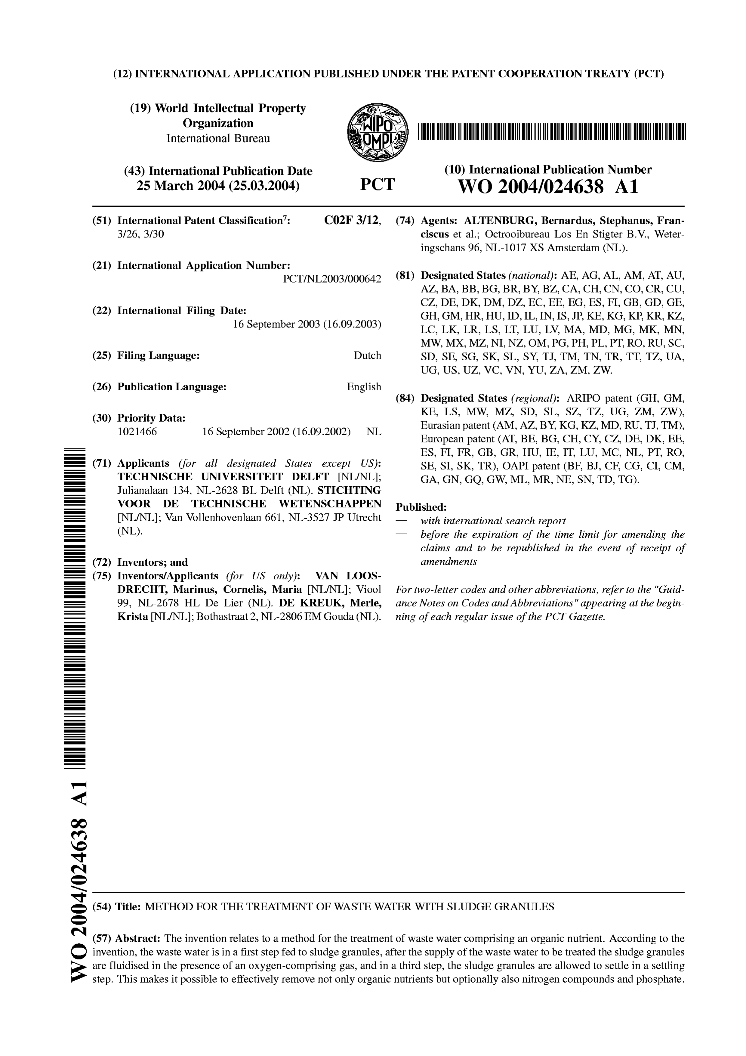 Figure 5: Front page of WO 2004/024638 A1